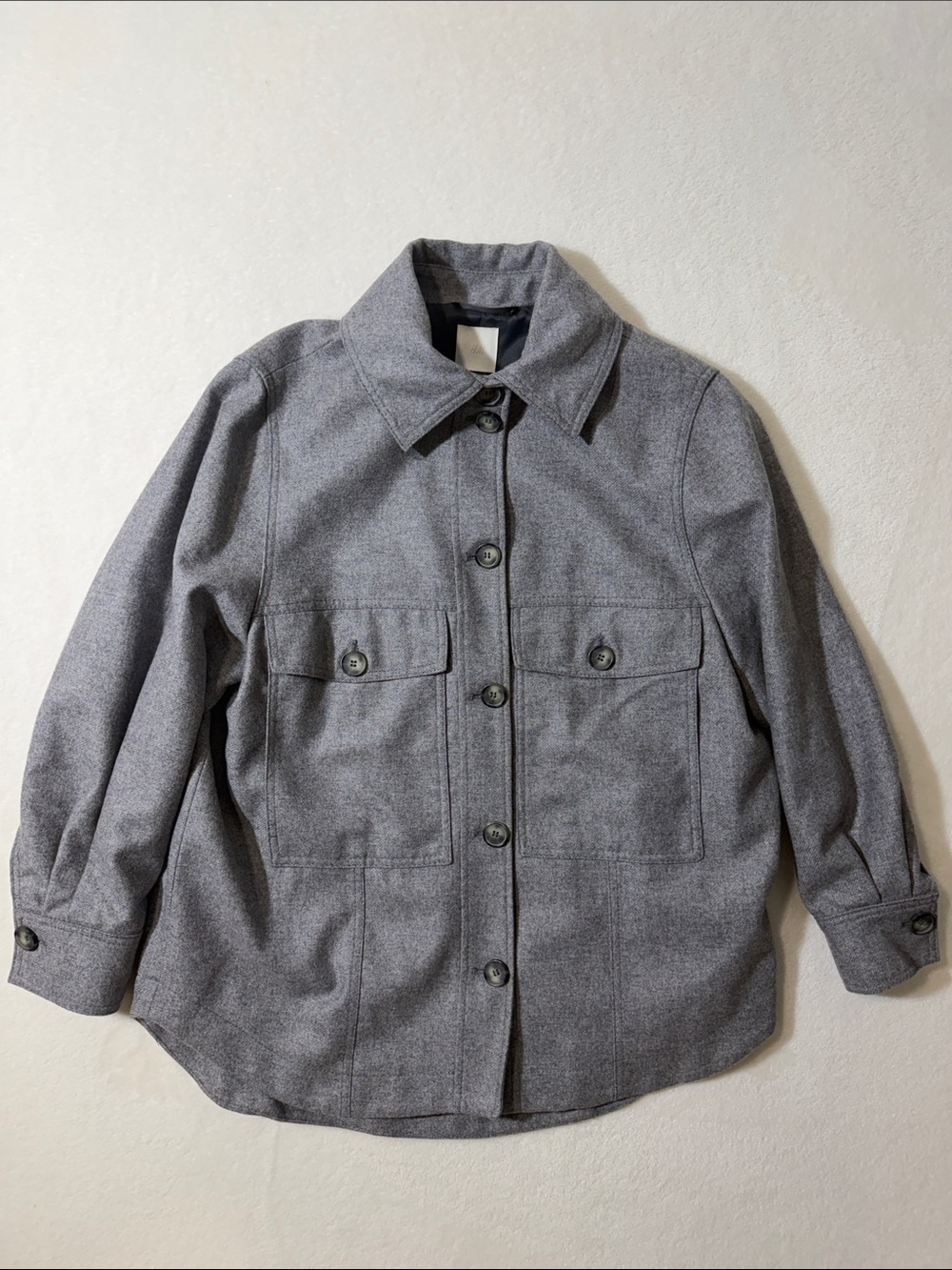 H&M Manteco Premium Gray Shirt Jacket Oversized Med Wool-blend minimalist